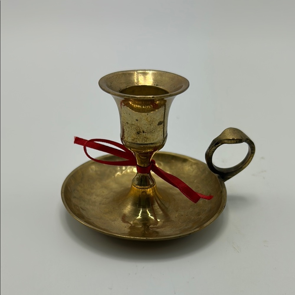 Vintage‎ Brass Chamberstick Candle Holder Gold Small Elegant